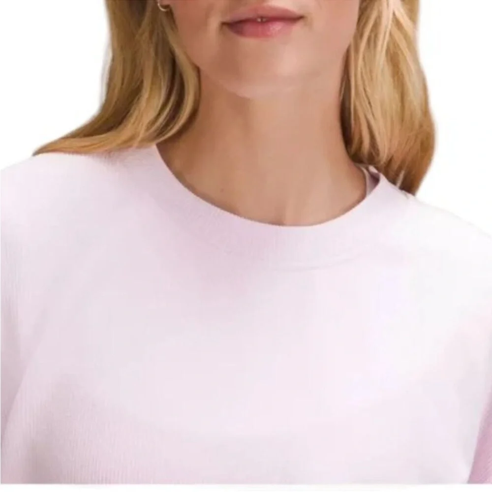 LULULEMON Crewneck Perfectly Oversized Ribbed Crop Crew in Meadowsweet Pink
